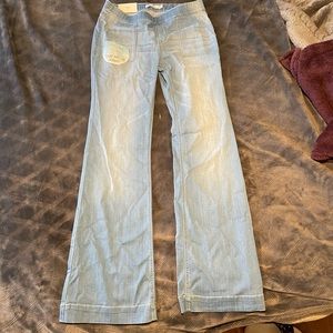 Cello light wash flare pull on jegging